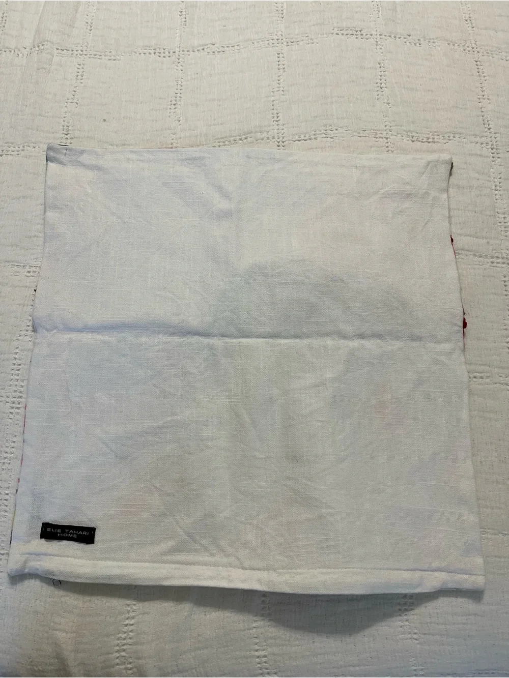 Elie Tahari Floral Appliqué Accent Pillow Cover in Teal, Pink & Cream
